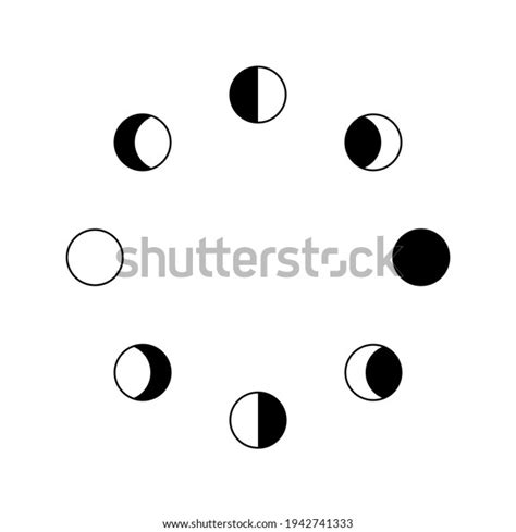 Moon Phases Black White Vector Illustration Stock Vector (Royalty Free ...