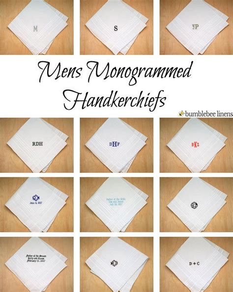 Mens Monogrammed Handkerchiefs, Personalized Pocket Squares, Hankies ...