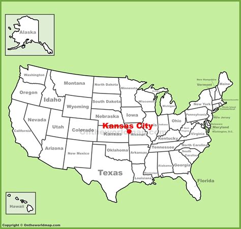 Kansas City location on the U.S. Map - Ontheworldmap.com