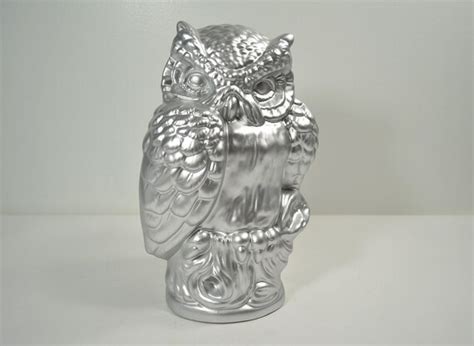 Vintage Silver Owl Figurine Statue