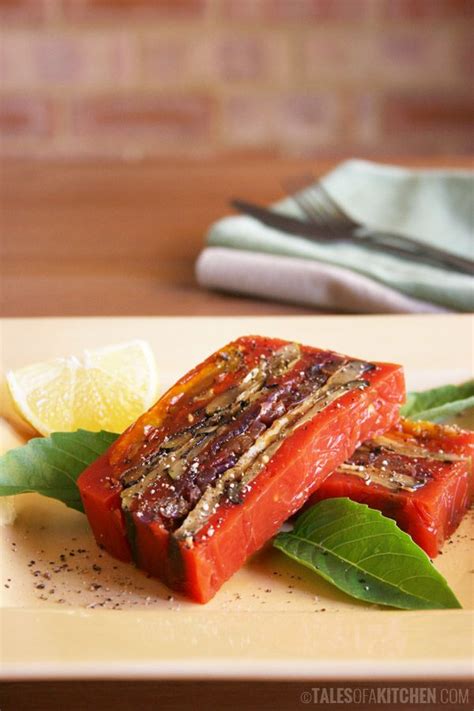 Grilled vegetable terrine with tomato sauce | Vegetable terrine ...