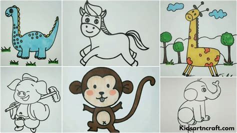 Easy Baby Animal Drawing Ideas for Kids | Baby animal drawings, Animal ...