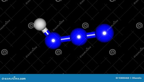 Hydrazoic Acid Molecular Structure Isolated on Black Stock Illustration - Illustration of sphere ...