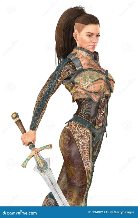 Strong Warrior Woman Isolated Stock Image - Illustration of pretty ...