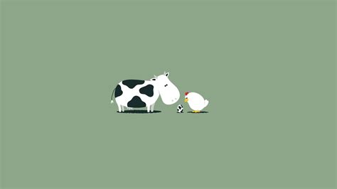 Cow wallpaper, chicken and the egg, cow and hen illustration, funny ...