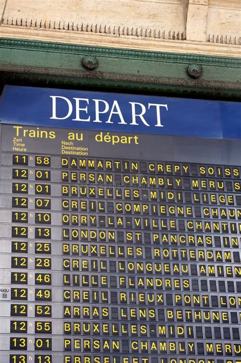 Departure Board at a Paris Train Station Stock Photo - Image of gare ...