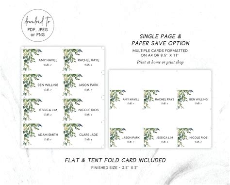 Free printable wedding place cards template, Download Free printable ...