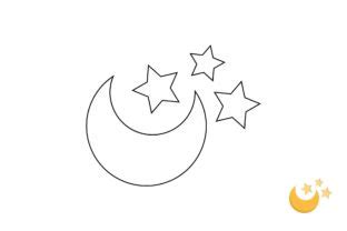 Coloring Halloween Moon and Star Graphic by custodestudio · Creative Fabrica