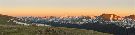 Panorama of the Alpine Tundra and mountain landscape along Trail Ridge Road in Rocky Mountain ...