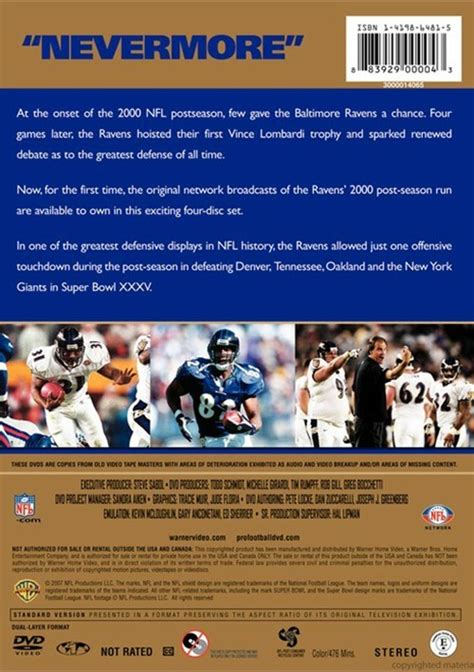 NFL Greatest Games Series: Baltimore Ravens 2000 Playoffs (DVD 2000) | DVD Empire