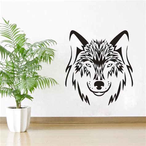 Wolf Dog Animals Wall Sticker Wolves Design Wall Decal Home Living Room Decor Wild Animal Wall ...