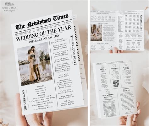 Newspaper Wedding Program Template, Editable Wedding Newspaper Program, Printable Wedding ...