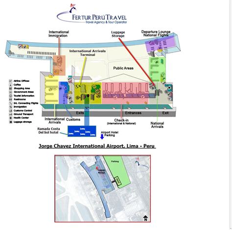 Lima airport map - Lima airport terminal map (Peru)