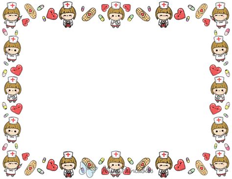 Printable Landscape Kawaii Nurse Page Border