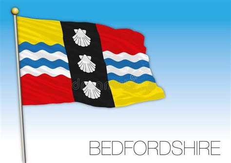 Bedfordshire Flag Textile Cloth Fabric Waving on the Top Sunrise Mist ...