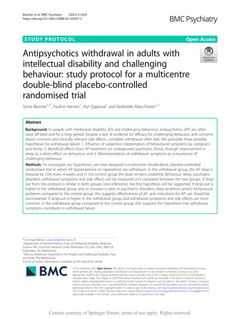 (PDF) Antipsychotics withdrawal in adults with intellectual disability and challenging behaviour ...