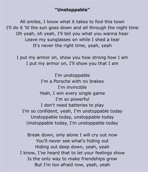 Sia, Unstoppable I put my armor on | Sia lyrics, Unstoppable quotes ...