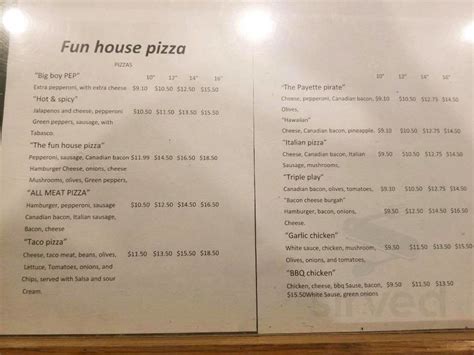 Menu for FUN HOUSE PIZZA in Payette, ID | Sirved