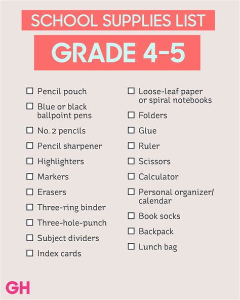 Back to School Supplies List - Best School Shopping Checklist