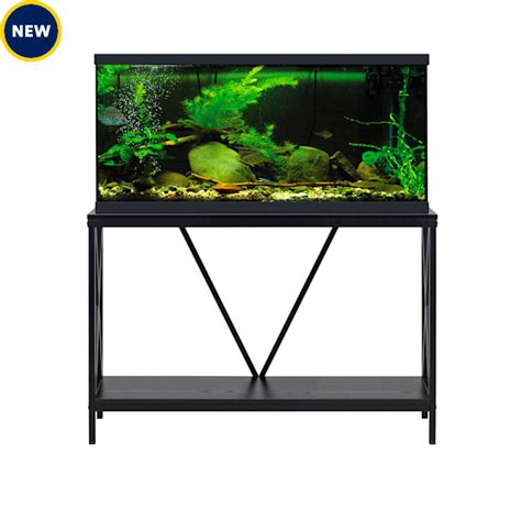 Aquatic Fundamentals 40/55 Gallon Steel X-Frame Black Aquarium Stand, with Lower Shelf | Petco