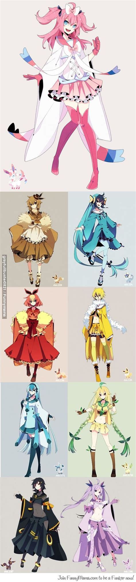 Pokemon Gijinkas-Eevee Evolution | Pokemon gijinka, Pokemon eevee, Cute ...