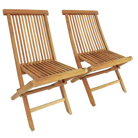 Charles Bentley Pair Of Solid Wooden Teak Outdoor Folding Garden Patio ...