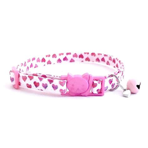 Pink Heart Cat Collar, Heart Kitten Collar, Heart Dog Collar, V-day Cat Collar, Love Kitten ...