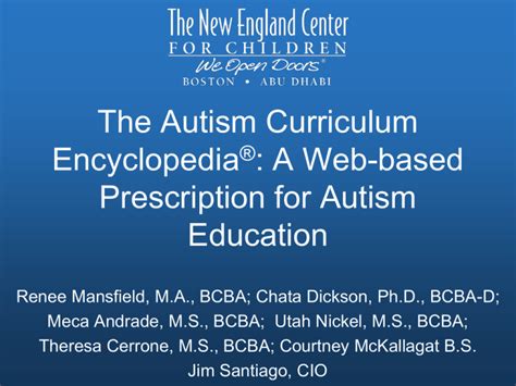 The Autism Curriculum Encyclopedia