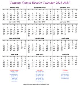 Canyons School District Calendar 2023-2024 School District Calendars