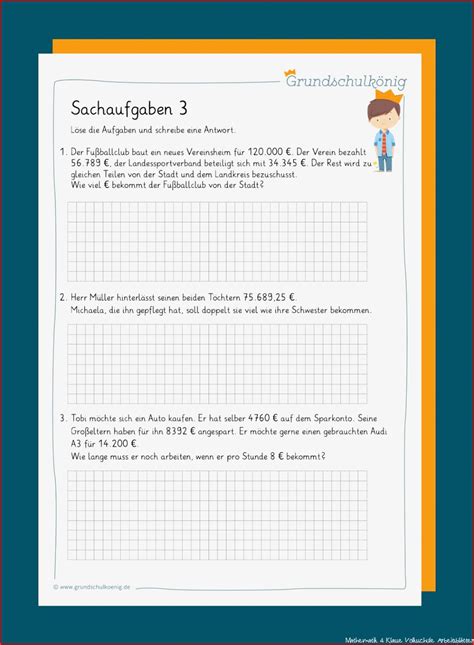 Arbeitsblätter 4 Klasse Mathe Kostenlos Worksheets - Kostenlose Arbeitsblätter Und ...