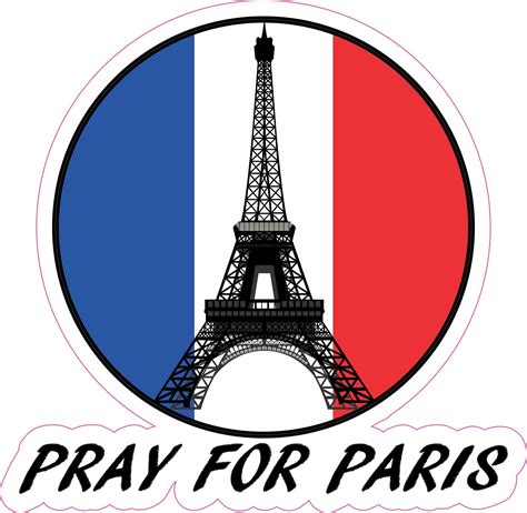 5in x 5in Pray For Paris Eiffel Tower Peace Symbol Bumper Stickers Decal