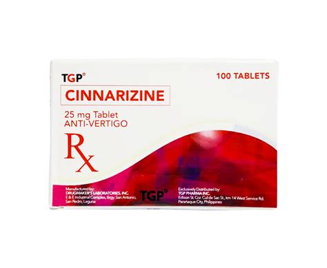 TGP Cinnarizine 25mg 100 Tablets Anti-Vertigo