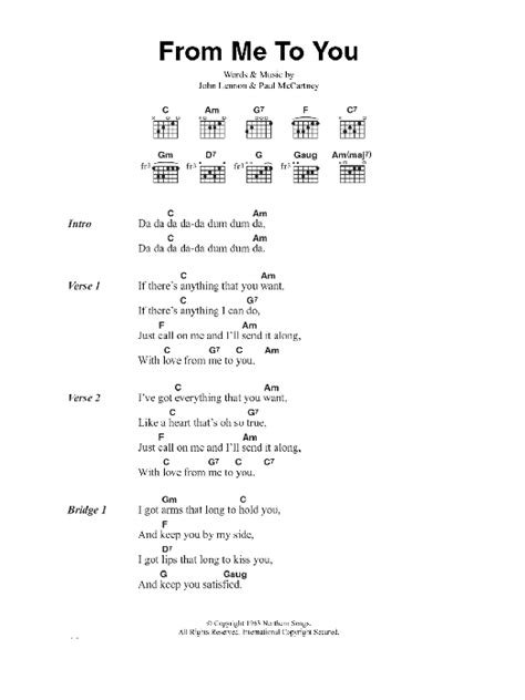 From Me To You by The Beatles - Guitar Chords/Lyrics - Guitar Instructor