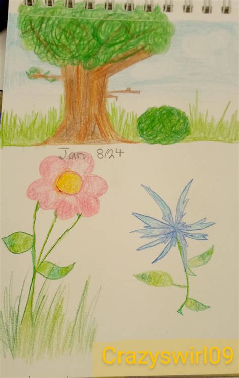 Nature Trees Flowers Drawing by Crazyswirl09 on DeviantArt