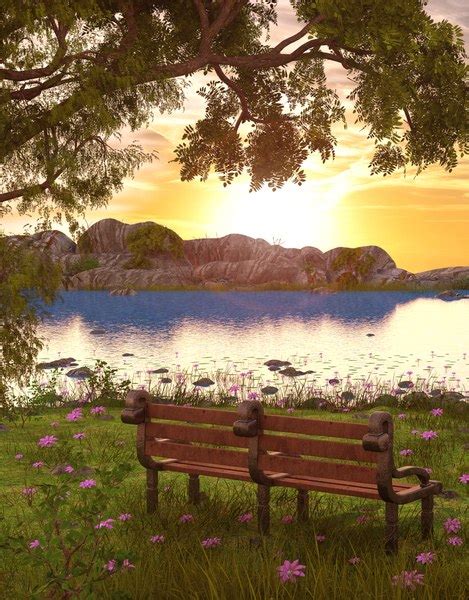 Landscape bench sunset 3D - TurboSquid 1416480