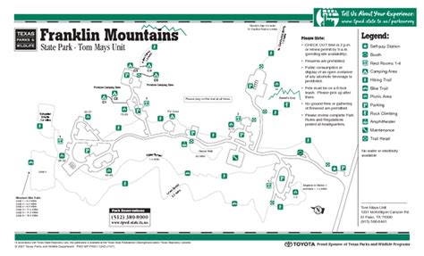 Franklin Mountains Texas State Park Facility and Trail Map - Franklin Mountains Texas • mappery