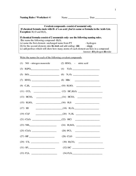 Naming Ionic Compounds Worksheet Answers