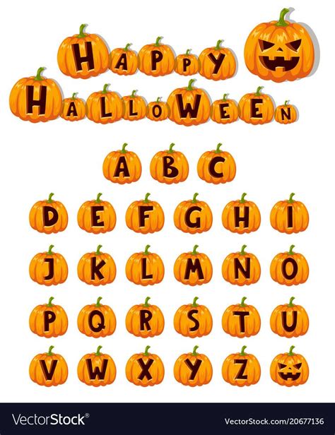 Halloween pumpkin font alphabet text symbols vector image on VectorStock in 2020 | Halloween ...