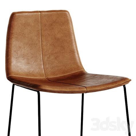 West Elm Slope Leather Bar + Counter Stools - Chair - 3D model