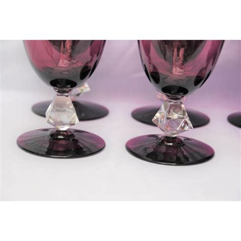 Vintage Amethyst Colored Water Glasses - Set of 10 | Chairish