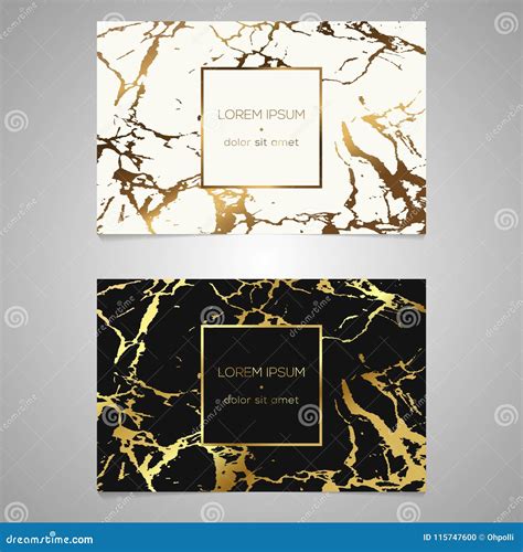 Set of Chic and Elegant Business Card with Faux Gold Foil and Ma Stock Vector - Illustration of ...