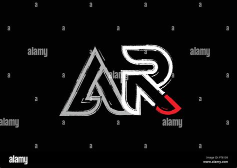 grunge alphabet letter combination ar a r logo design in white red and black colors suitable for ...