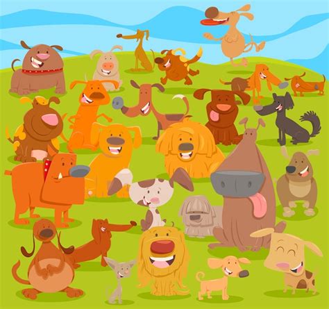 Premium Vector | Cartoon cute dogs group