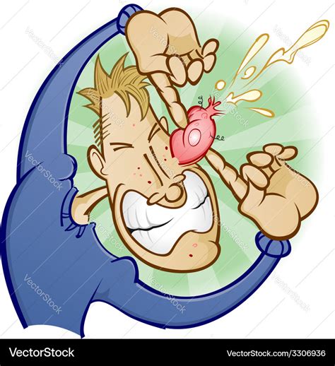 Boy popping a pimple cartoon character Royalty Free Vector