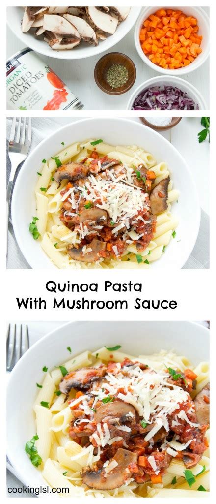 Quinoa Pasta With Tomato Mushroom Sauce