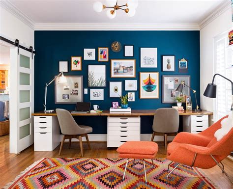 Atlanta Navy Accent Wall Home Office Eclectic with home stagers | Home office cabinets, Office ...