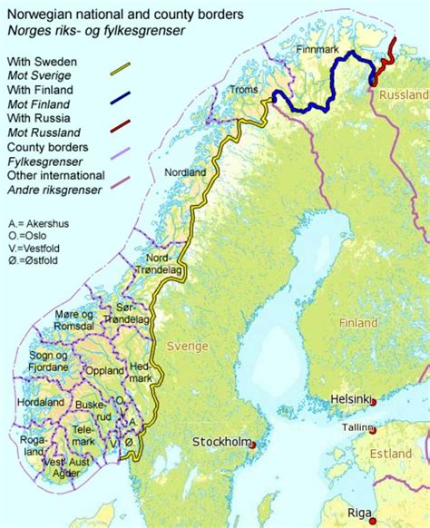 Map of Norway Borders with Rivers, Roads, Lakes, Mountains