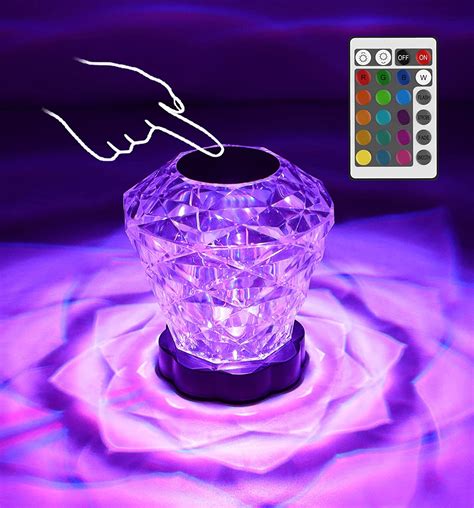 Aiscool Crystal Lamp, Touching Control Rose Crystal Lamp 16 RGB Colours and Dimer Night Light ...