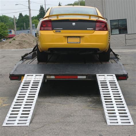 HD Ramps 10 Ft. L x 20 In. W 5000 Lb. Capacity Per Axle Aluminum Auto Hauler Loading Ramps with ...