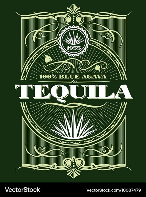 Vintage alcohol tequila drink bottle label Vector Image